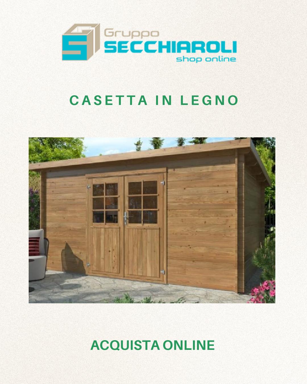 Sogni una stanza in più tutta per te? 🪵✨

Che sia il tuo nuovo ufficio in giardino per lavorare in pace, una stanza per i giochi dei bambini, una palestra personale o semplicemente il tuo regno del fai-da-te... la risposta è la Casetta in legno Lola B Losa.

Realizzata in legno di abete impregnato in autoclave, color marrone ed essiccato, è progettata per garantire resistenza agli agenti atmosferici e lunga durata nel tempo.

Scopri di più qui: https://eshop.grupposecchiaroli.it/prodotto/casetta-lola-b-losa/

𝗚𝗿𝘂𝗽𝗽𝗼 𝗦𝗲𝗰𝗰𝗵𝗶𝗮𝗿𝗼𝗹𝗶.
𝑫𝒂𝒍 1949 𝒂𝒍 𝒕𝒖𝒐 𝒔𝒆𝒓𝒗𝒊𝒛𝒊𝒐 𝒏𝒆𝒍𝒍'𝒆𝒅𝒊𝒍𝒊𝒛𝒊𝒂.
📧 info@grupposecchiaroli.it
.
#caseinlegno #legno #paglia #edilizia #bioedilizia #sostenibilità #efficienzaenergetica #madeinitaly