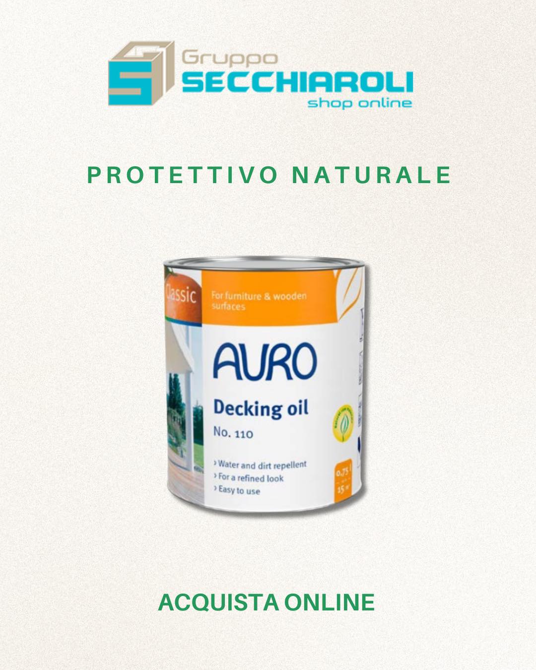 Il grigio dell’inverno ha lasciato il segno sul tuo pavimento in legno? Non lasciarlo sbiadire!
Con l’olio naturale Auro Decking Oil 110-89 Classic Larice, ridai vita al calore naturale del legno e prepari i tuoi spazi esterni per la bella stagione.
Perché sceglierlo?
✨ La pigmentazione color larice restituisce freschezza immediata.
🛡️Addio a funghi, alghe e macchie grazie alla formula idrorepellente.
🌿 Lascia traspirare il legno senza creare sgradevoli pellicole che si staccano.
Rendi il tuo terrazzo o giardino il posto più bello della casa. 🏡✨
🛒 https://eshop.grupposecchiaroli.it/vernici/trattamenti-naturali-per-legno/olio-naturale-per-legno-esterno-auro-110-89-classic-larice-lt.0-75/
𝗚𝗿𝘂𝗽𝗽𝗼 𝗦𝗲𝗰𝗰𝗵𝗶𝗮𝗿𝗼𝗹𝗶.
𝑫𝒂𝒍 1949 𝒂𝒍 𝒕𝒖𝒐 𝒔𝒆𝒓𝒗𝒊𝒛𝒊𝒐 𝒏𝒆𝒍𝒍'𝒆𝒅𝒊𝒍𝒊𝒛𝒊𝒂.
📧 info@grupposecchiaroli.it
.
#caseinlegno #legno #paglia #edilizia #bioedilizia #sostenibilità #efficienzaenergetica #madeinitaly