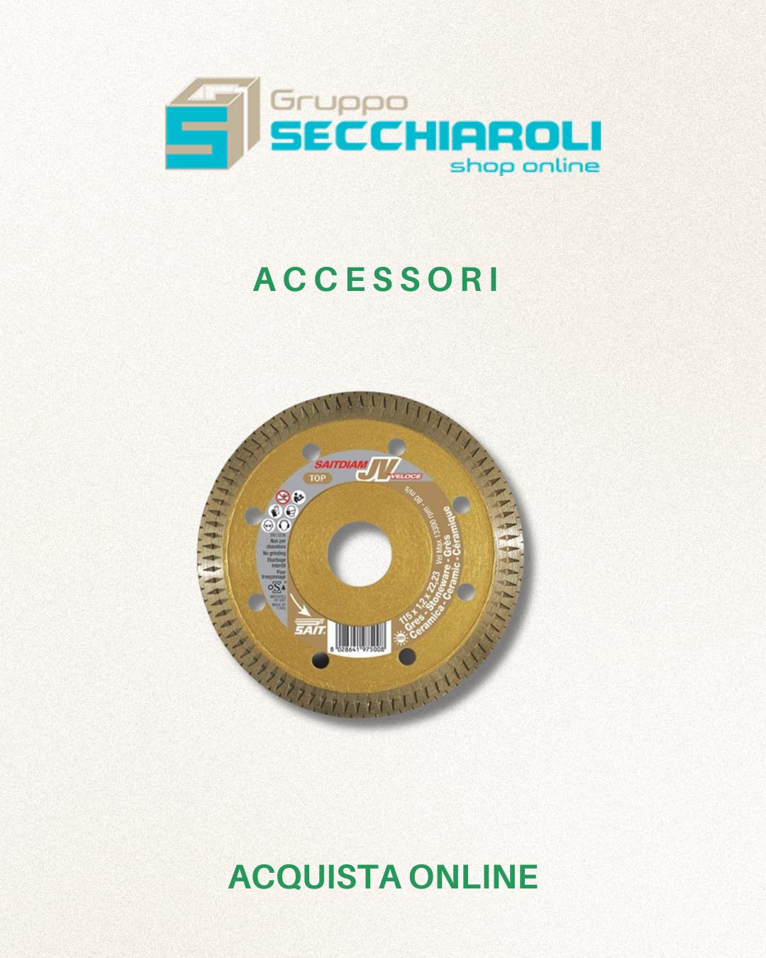 Ti presentiamo il SAITDIAM JV, il disco a corona continua che scivola sulla ceramica come un coltello nel burro.

Perché sceglierlo?
🚀 Velocità di taglio impressionante
🎯 Precisione millimetrica
💎 Qualità TOP per i materiali più duri

Perfetto per piastrellisti, posatori e amanti del fai-da-te che cercano un risultato da manuale. 🛠️

🛒 https://eshop.grupposecchiaroli.it/elettroutensili/accessori-per-smerigliatrici-angolari/disco-diamantato-da-taglio-saitdiam-corona-continua-jv/

𝗚𝗿𝘂𝗽𝗽𝗼 𝗦𝗲𝗰𝗰𝗵𝗶𝗮𝗿𝗼𝗹𝗶.
𝑫𝒂𝒍 1949 𝒂𝒍 𝒕𝒖𝒐 𝒔𝒆𝒓𝒗𝒊𝒛𝒊𝒐 𝒏𝒆𝒍𝒍'𝒆𝒅𝒊𝒍𝒊𝒛𝒊𝒂.
📧 info@grupposecchiaroli.it
.
#caseinlegno #legno #paglia #edilizia #bioedilizia #sostenibilità #efficienzaenergetica #madeinitaly