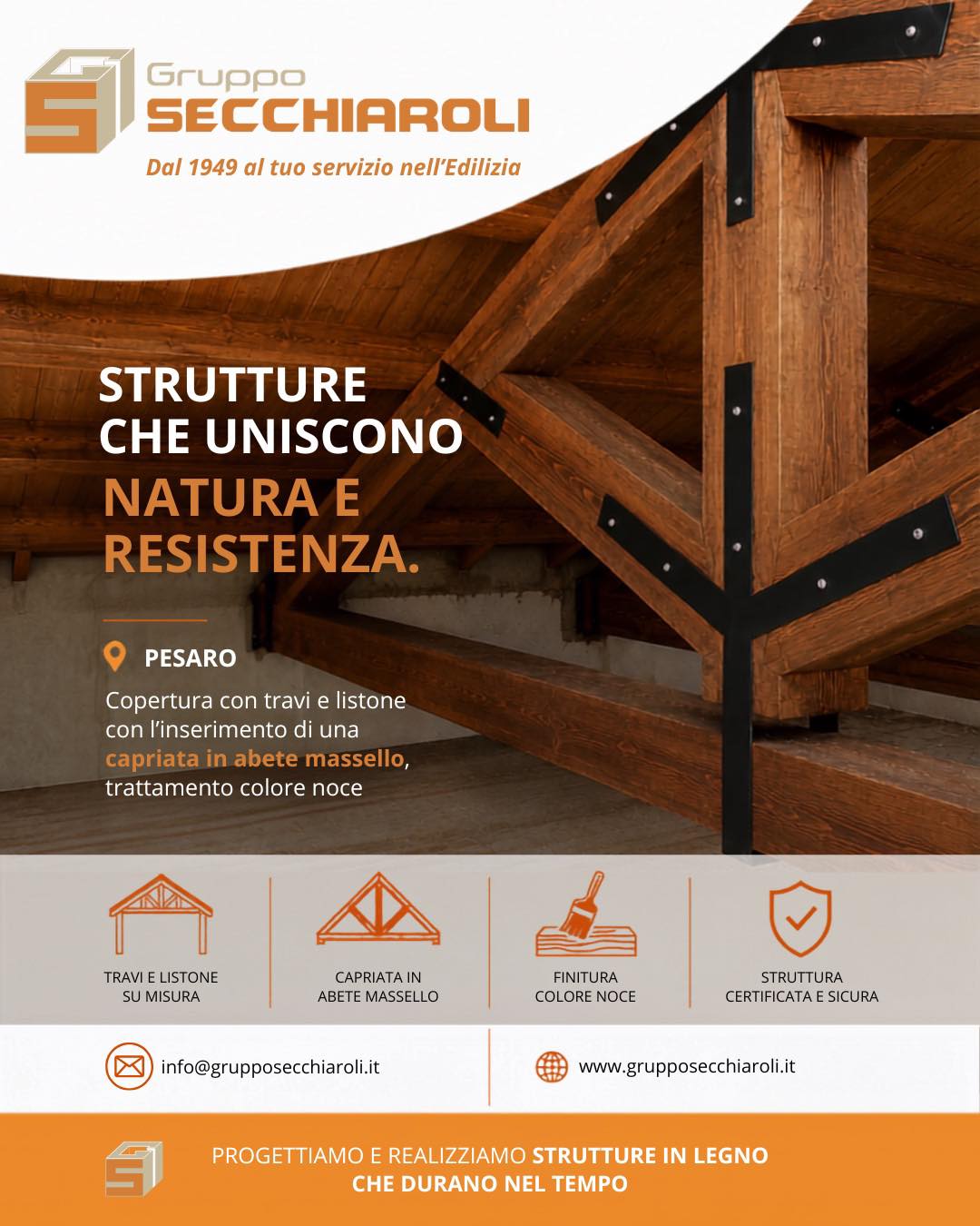 🏗 𝗦𝗰𝗮𝘁𝘁𝗶 𝗱𝗮𝗶 𝗰𝗮𝗻𝘁𝗶𝗲𝗿𝗶
Pesaro📍
Il fascino senza tempo del legno massello. ✨
Guardate il calore e la maestosità di questa realizzazione a Pesaro. Una copertura curata in ogni dettaglio con travi, listone e una splendida capriata in abete massello, rifinita con un trattamento colore noce che ne esalta le venature naturali.
Uniamo la bellezza della natura alla massima resistenza ingegneristica, progettando strutture in legno nate per durare nel tempo e per farvi sentire davvero a casa.
𝗚𝗿𝘂𝗽𝗽𝗼 𝗦𝗲𝗰𝗰𝗵𝗶𝗮𝗿𝗼𝗹𝗶.
𝑫𝒂𝒍 1949 𝒂𝒍 𝒕𝒖𝒐 𝒔𝒆𝒓𝒗𝒊𝒛𝒊𝒐 𝒏𝒆𝒍𝒍'𝒆𝒅𝒊𝒍𝒊𝒛𝒊𝒂.
📧 info@grupposecchiaroli.it
.
#caseinlegno #legno #paglia #edilizia #bioedilizia #sostenibilità #efficienzaenergetica #madeinitaly