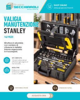 Tutto ciò di cui hai bisogno, sempre a portata di mano. 🛠️

Se cerchi la massima affidabilità per il fai da te, la riparazione e il lavoro professionale, la Valigia Manutenzione Stanley da 142 pezzi è la soluzione definitiva.

Dimenticati degli attrezzi sparsi o introvabili: robusta struttura in alluminio, cerniere in metallo rinforzate e un interno perfettamente organizzato in 4 scomparti dedicati per trovare subito quello che ti serve.

✨ Perché sceglierla:
🔸Qualità Stanley: Strumenti robusti, ergonomici e fatti per durare nel tempo.
🔸Set completo (142 pz): Pinze, giraviti, chiavi a bussola, cricchetti, livella, martello, cutter e molto altro.
🔸Pratica e ordinata

Scopri di più qui: https://eshop.grupposecchiaroli.it/attrezzatura-edile/giraviti/valigia-manutenzione-stanley-142-pezzi/

𝗚𝗿𝘂𝗽𝗽𝗼 𝗦𝗲𝗰𝗰𝗵𝗶𝗮𝗿𝗼𝗹𝗶.
𝑫𝒂𝒍 1949 𝒂𝒍 𝒕𝒖𝒐 𝒔𝒆𝒓𝒗𝒊𝒛𝒊𝒐 𝒏𝒆𝒍𝒍'𝒆𝒅𝒊𝒍𝒊𝒛𝒊𝒂.
📧 info@grupposecchiaroli.it

#grupposecchiaroli #edilizia #bioedilizia #sostenibilità