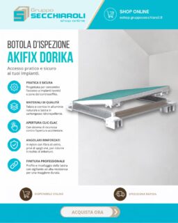 Accedi agli impianti senza rovinare l'estetica del tuo cartongesso. 🛠️✨

La botola d’ispezione Akifix Dorika è la soluzione professionale per pareti e controsoffitti che unisce sicurezza, resistenza e massima praticità:
🔸Apertura Clic-Clac: Sistema rapido e sicuro con protezione contro le aperture accidentali.
🔸Sicurezza Garantita: Angolari in nylon rinforzato con fibra di vetro, privi di spigoli vivi per prevenire infortuni.
🔸Materiali di Qualità: Telaio in alluminio naturale, lastra in cartongesso idrorepellente e sigillante ad alta resistenza per una finitura impeccabile nel tempo.
🔸Versatilità di Montaggio: Installabile sia a soffitto che a parete.

📐 Disponibile in varie misure per adattarsi a ogni esigenza.
👉 https://eshop.grupposecchiaroli.it/prodotto/botola-ispezione-cartongesso-dorika-akifix/

𝗚𝗿𝘂𝗽𝗽𝗼 𝗦𝗲𝗰𝗰𝗵𝗶𝗮𝗿𝗼𝗹𝗶.
𝑫𝒂𝒍 1949 𝒂𝒍 𝒕𝒖𝒐 𝒔𝒆𝒓𝒗𝒊𝒛𝒊𝒐 𝒏𝒆𝒍𝒍'𝒆𝒅𝒊𝒍𝒊𝒛𝒊𝒂.
📧 info@grupposecchiaroli.it

#grupposecchiaroli #edilizia #bioedilizia #sostenibilità