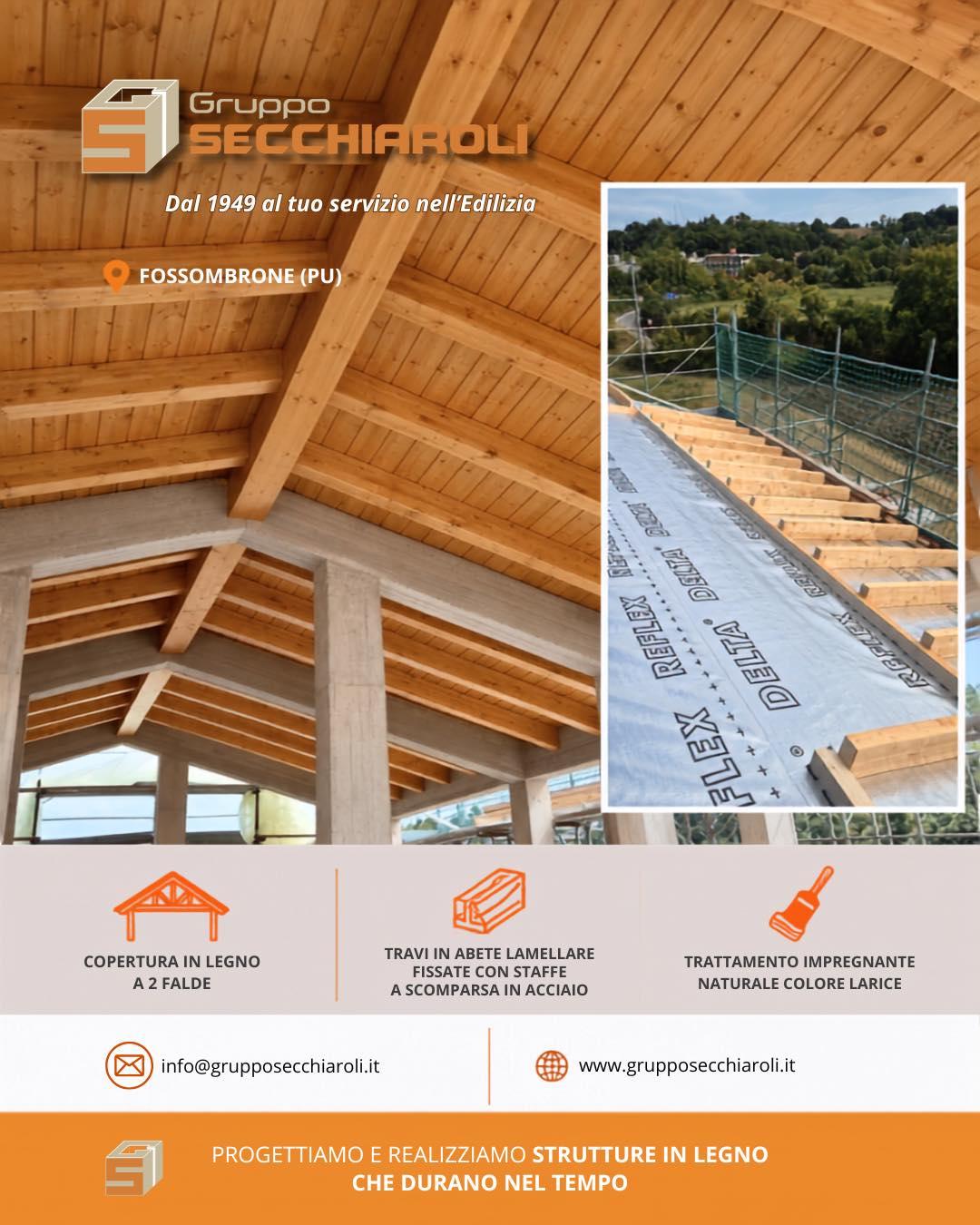 📍 Un nuovo progetto prende forma a Fossombrone (PU): copertura a due falde in abete lamellare, rifinita con impregnante naturale color larice.

Le staffe a scomparsa in acciaio lasciano spazio solo alla bellezza del legno, mentre il cornicione con mensole a vista dona carattere e valore all'intero edificio.

Costruiamo strutture solide, pensate per durare. 💪🏼

𝗚𝗿𝘂𝗽𝗽𝗼 𝗦𝗲𝗰𝗰𝗵𝗶𝗮𝗿𝗼𝗹𝗶.
𝑫𝒂𝒍 1949 𝒂𝒍 𝒕𝒖𝒐 𝒔𝒆𝒓𝒗𝒊𝒛𝒊𝒐 𝒏𝒆𝒍𝒍'𝒆𝒅𝒊𝒍𝒊𝒛𝒊𝒂.
📧 info@grupposecchiaroli.it

#caseinlegno #bioedilizia #sostenibilità #efficienzaenergetica