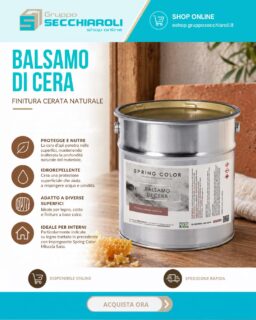 ✨ La natura che protegge i tuoi ambienti.

Il Balsamo di Cera Spring Color è il trattamento protettivo 100% naturale a base di cera d’api e solventi vegetali.

Nutre le superfici in profondità e garantisce un’eccellente idrorepellenza, mantenendo inalterata la naturale bellezza dei materiali.

📦 Disponibile sul nostro e-commerce: https://eshop.grupposecchiaroli.it/legno/trattamenti-x-legno/finitura-cerata-spring-color-balsamo-di-cera-da-lt.-0-75/

𝗚𝗿𝘂𝗽𝗽𝗼 𝗦𝗲𝗰𝗰𝗵𝗶𝗮𝗿𝗼𝗹𝗶.
𝑫𝒂𝒍 1949 𝒂𝒍 𝒕𝒖𝒐 𝒔𝒆𝒓𝒗𝒊𝒛𝒊𝒐 𝒏𝒆𝒍𝒍'𝒆𝒅𝒊𝒍𝒊𝒛𝒊𝒂.
📧 info@grupposecchiaroli.it

#caseinlegno #bioedilizia #sostenibilità #efficienzaenergetica