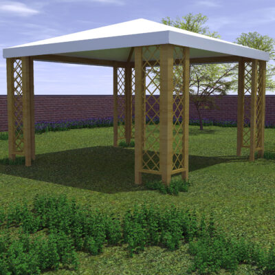 Gazebo in legno Losa Capri con grigliati in legno  360x300 - immagine 2